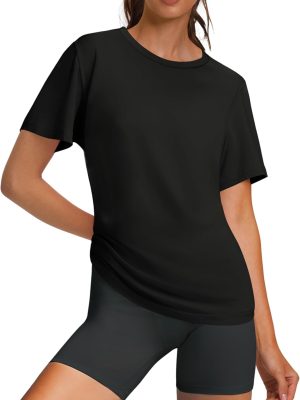 Workout Tops for Women UPF 50+ Breathable Quick Dry Loose Fit T Shirt Outdoor Yoga Running Hiking Gym Tee Top