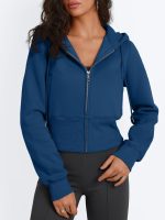 Womens Zip Up Cropped Hoodies Long Sleeve Sweatshirts Jackets Fall Fashion Winter Clothes