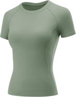 Womens Workout Tops Short Sleeve Raglan Athletic Shirts Yoga Gym Crewneck Quick Dry Tshirts