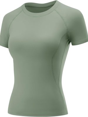 Womens Workout Tops Short Sleeve Raglan Athletic Shirts Yoga Gym Crewneck Quick Dry Tshirts