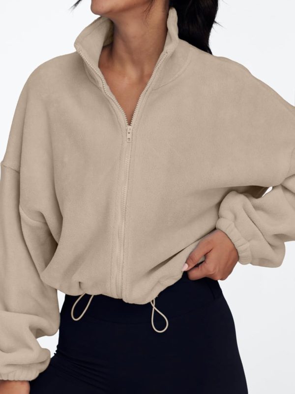 Womens Fleece Jackets Zip Up Oversized Sweatshirts Winter Clothes Long Sleeve Crop Sherpa Fall Outfits Fashion
