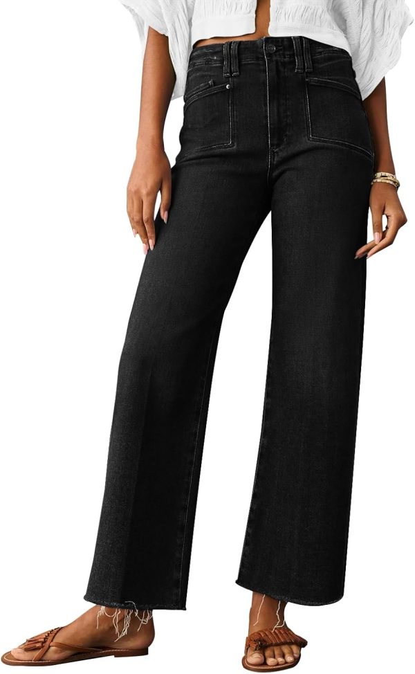 Jeans for Women Wide Leg Baggy High Waist Boyfriends Straight Leg Stretchy Denim Pants Trendy Fall
