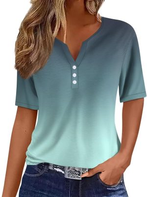 Summer Tops for Women  Vacation Trendy V Neck Boho Short Sleeve Shirts Casual Loose Comfy Tunics