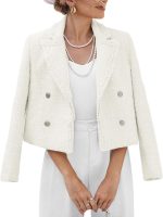 Fall Women's Tweed Blazer Jacket - Fashion Warm Fully Lined Elegant Trendy Casual Cute Coat with Pockets