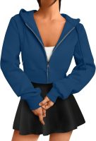 Womens Zip Up Cropped Hoodies Long Sleeve Sweatshirts Jackets Fall Fashion Winter Clothes