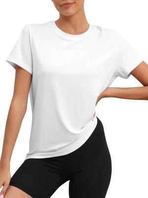 Workout Tops for Women UPF50+ Breathable Loose Fit Yoga T Shirts Short Sleeve Running Gym Athletic Tee Top