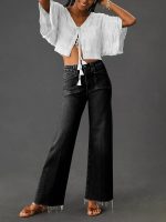 Jeans for Women Wide Leg Baggy High Waist Boyfriends Straight Leg Stretchy Denim Pants Trendy Fall
