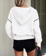 Women's  Fall Hooded Sweatshirts Long Sleeve Half Zip Cropped Hoodies Pullover Winter Fashion Clothes