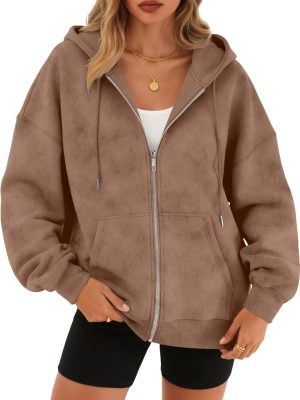 Zip Up Hoodies for Women Oversized Acid Wash Sweatshirt Winter Fashion Jacket Cute  Fall teen girls pullover