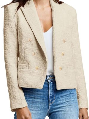 Womens' Casual Blazer  New Spring Cropped Elegant Ladies Lightweight Open Front Work Office Business Pocket Jacket