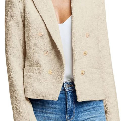 Womens' Casual Blazer  New Spring Cropped Elegant Ladies Lightweight Open Front Work Office Business Pocket Jacket