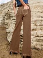 Womens Wide Leg Jeans Casual Baggy High Waisted Stretch Denim Pants