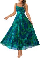 Women Summer Floral Maxi Dresses Elegant Spaghetti Strap Dress Printed Party Dress Beach Long Dresses