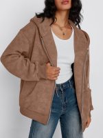 Zip Up Hoodies for Women Oversized Acid Wash Sweatshirt Winter Fashion Jacket Cute  Fall teen girls pullover