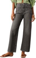 Womens Wide Leg Jeans High Waisted Stretchy Buttoned Denim Pants Trendy  with Pocket