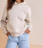 Cute Hoodies for Teen Girls Floral Embroidered Patchwork Hoodie Oversized Pullover Sweatshirt Preppy Streetwear