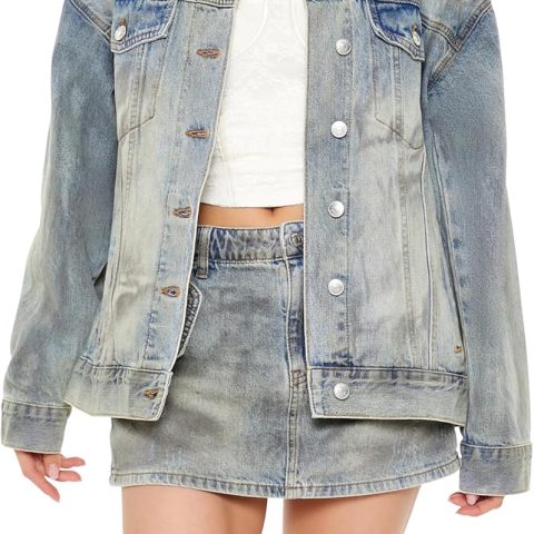21 Women's Mineral Wash Denim Trucker Jacket